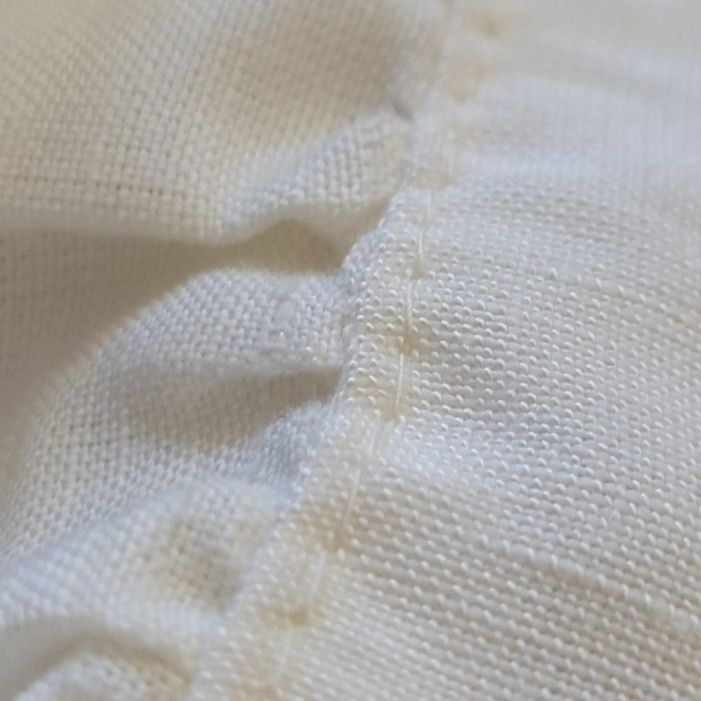 🌟 NWT JENNIFER & GRACE Linen Blouse Size L Ivory Summer Ruffles - Picture 2 of 8